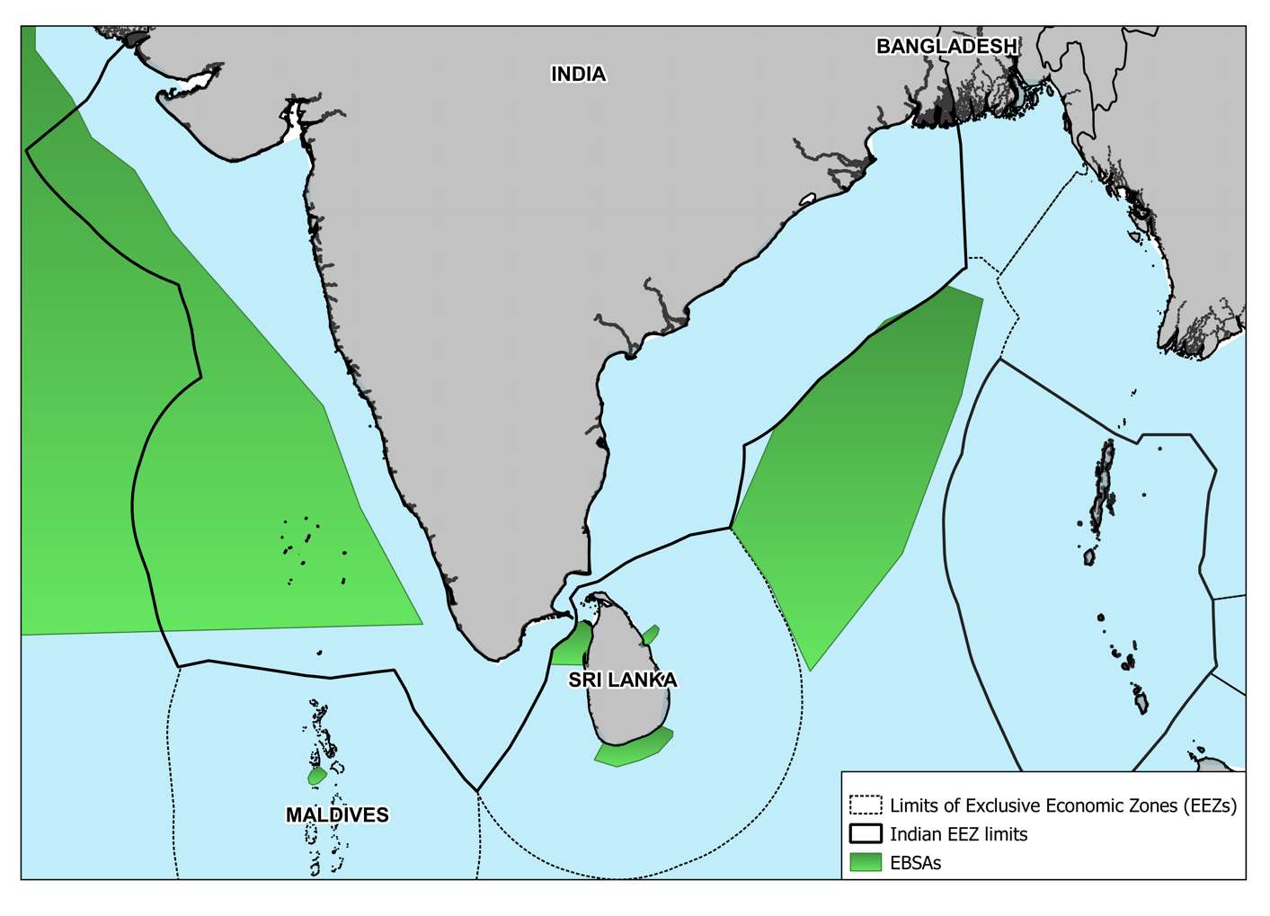 Map of the Sri Lankan Exclusive Economic Zone (EEZ) (Source: Maritime